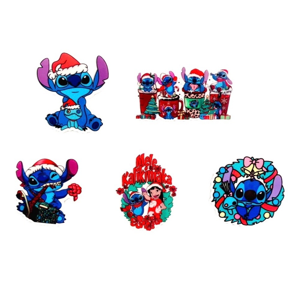 Handmade Lilo & Stitch Magnets Set Of 5, Christmas Series - Mele Kalikimaka - Picture 4 of 4